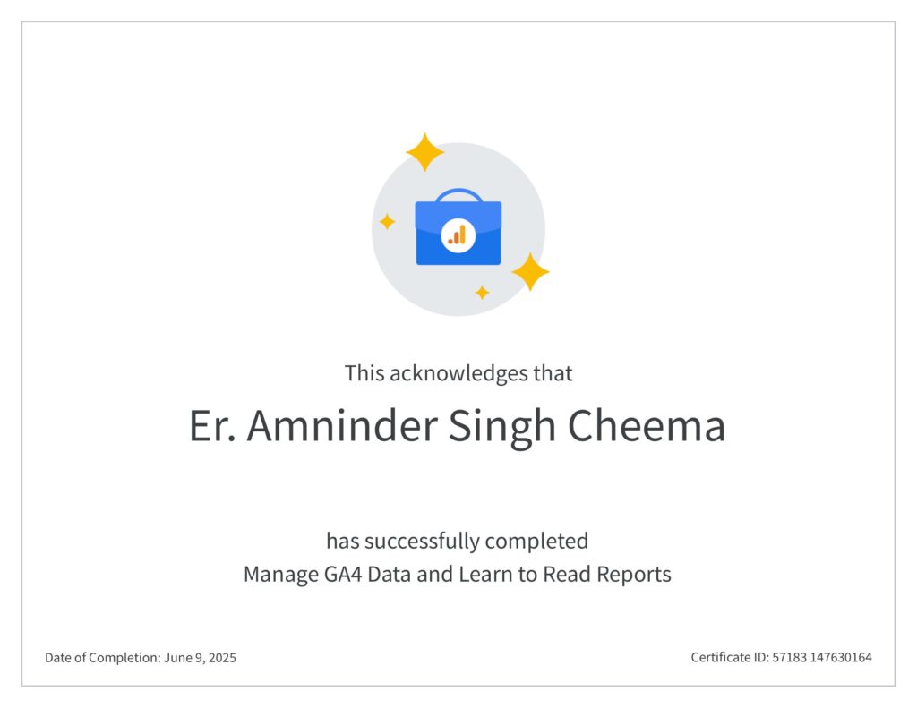 Manage GA4 Data and Learn to Read Reports Certification