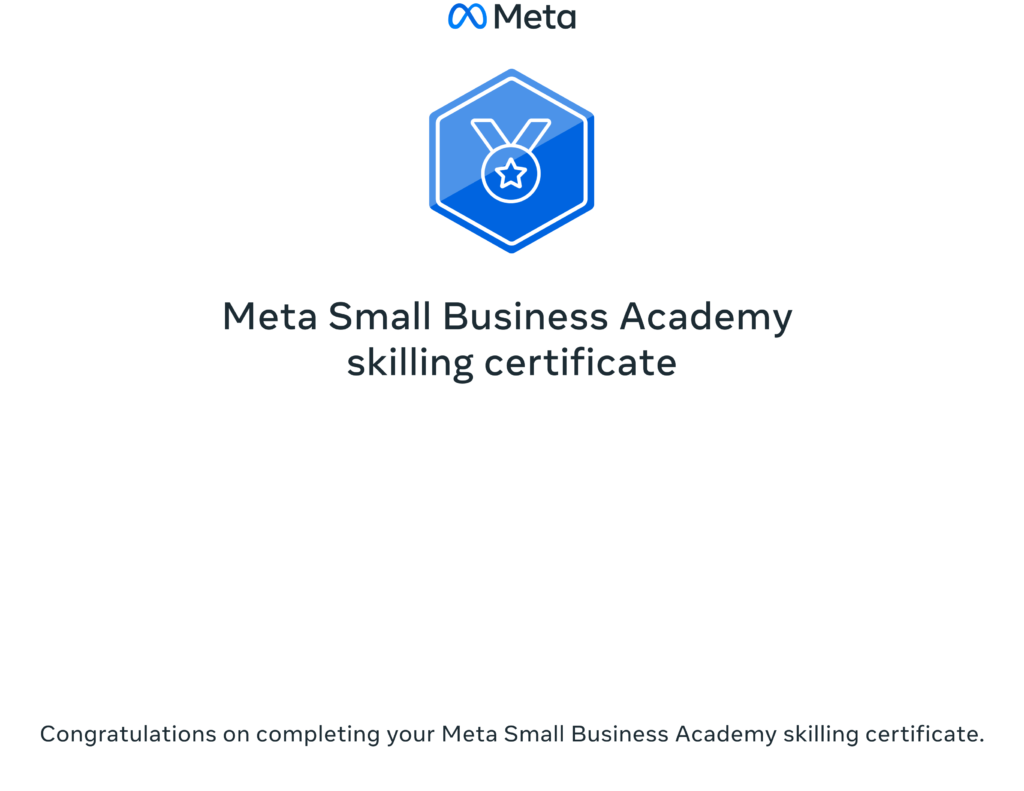 Meta Small Business Academy Skilling Certification