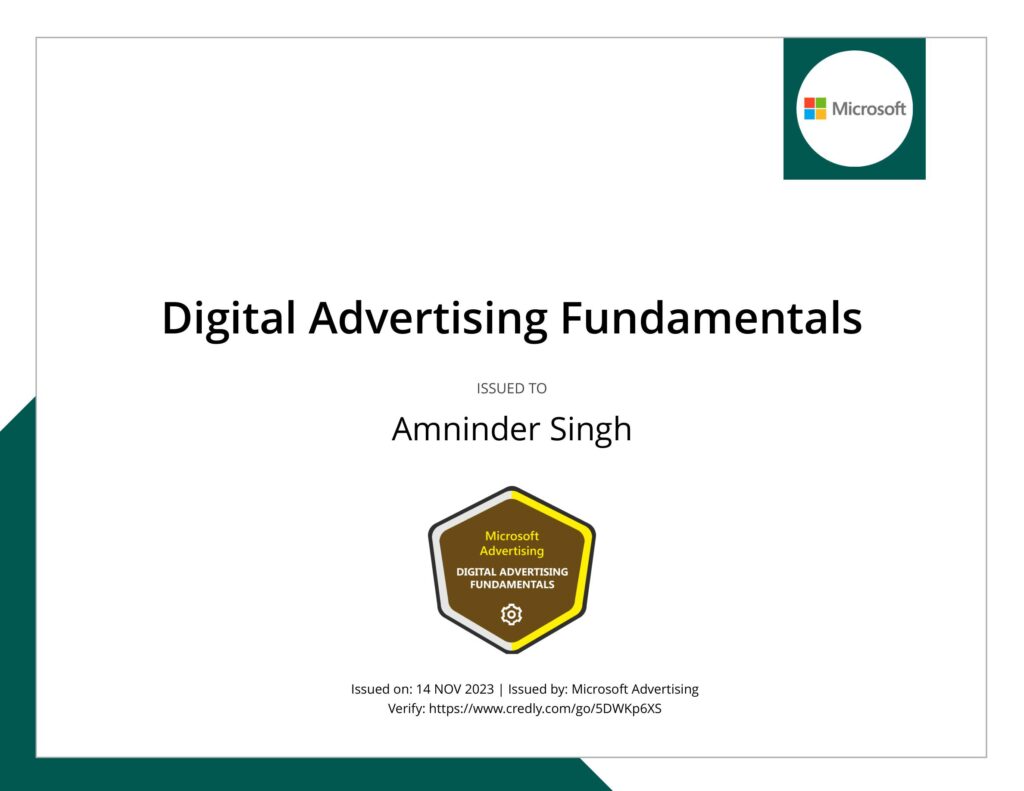 Microsoft Digital Advertising Fundamentals Certification